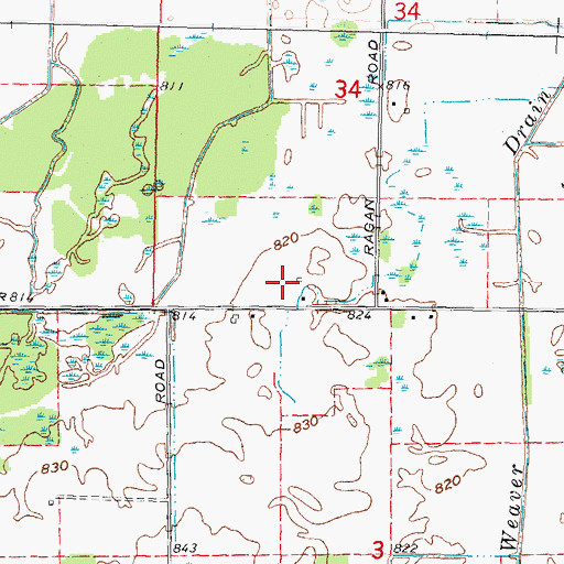 Topographic Map of Murray Farms, MI