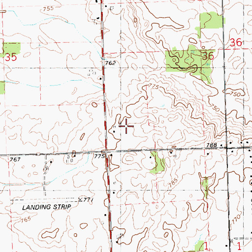 Topographic Map of Kiesling Farms, MI