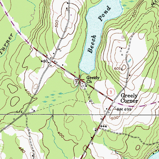 Topographic Map of Greeley Corner Cemetery, ME