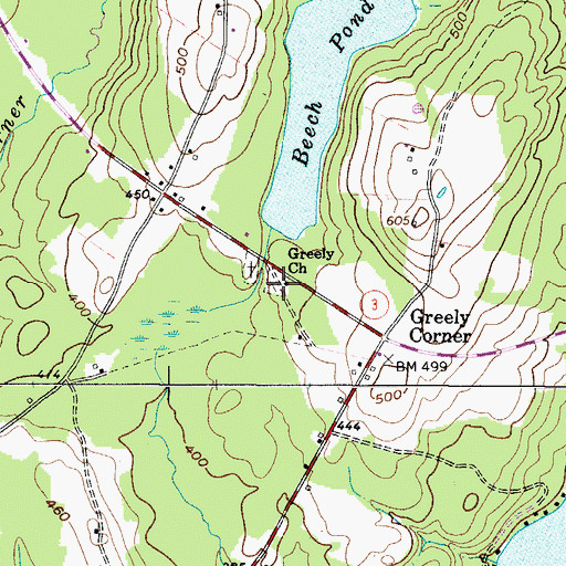 Topographic Map of Greeley Corner Cemetery, ME