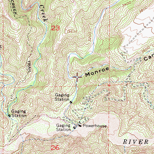 Topographic Map of Monroe Canyon, CA