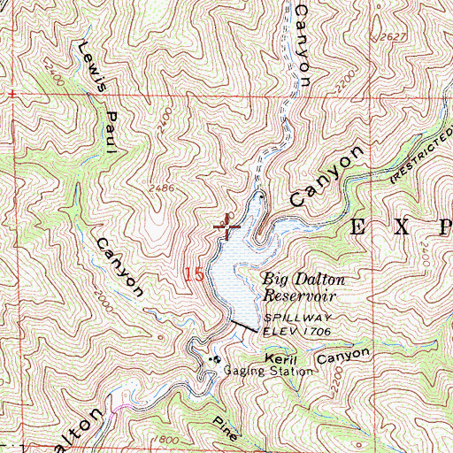 Topographic Map of Monroe Canyon, CA