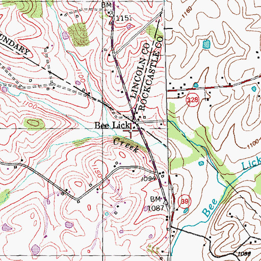 Topographic Map of Beelick Post Office (historical), KY