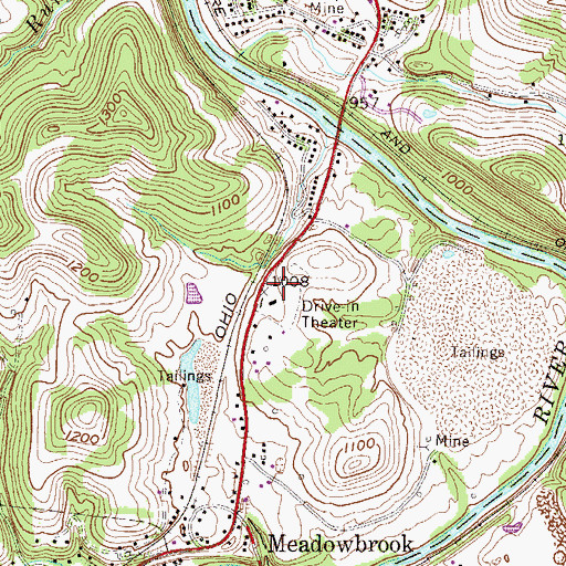 Topographic Map of Sunset Drive In Shinnston, WV