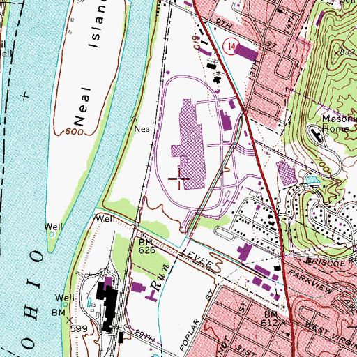 Topographic Map of Regal Grand Central Mall Cinema 12, WV
