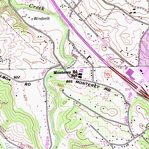 Topographic Map of Monterey Road Elementary School, CA
