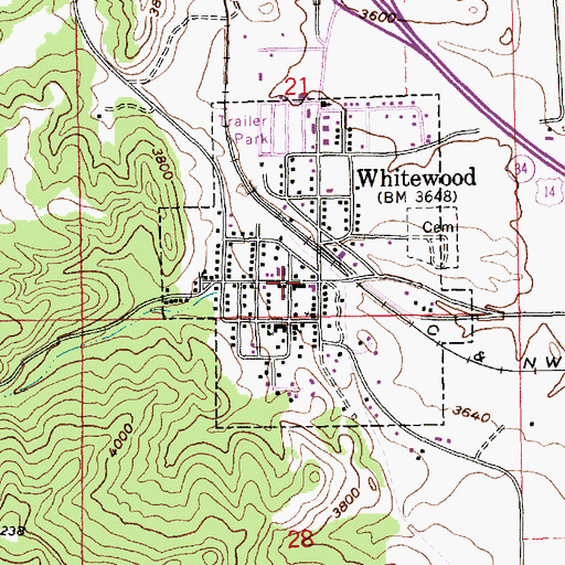 Topographic Map of Whitewood City Hall, SD