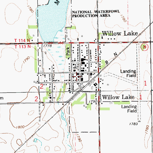 Topographic Map of Willow Lake City Hall, SD