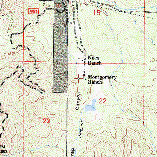 Topographic Map of Montgomery Ranch, CA