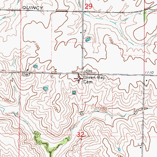 Topographic Map of Green Bay Cemetery, IA
