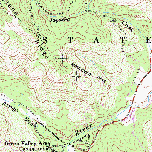 Topographic Map of Monument Trail, CA