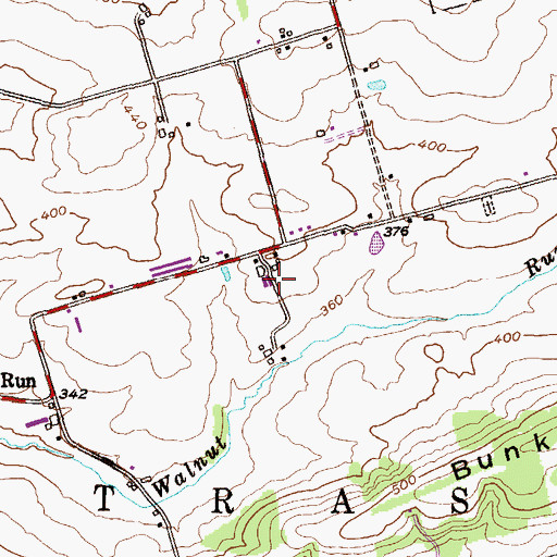 Topographic Map of Misty Hollow Farm, PA