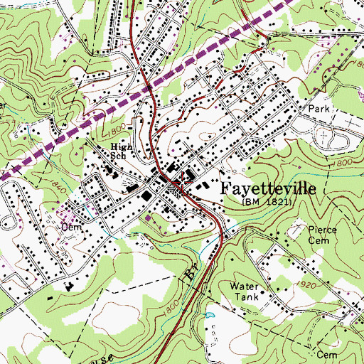 Topographic Map of Historic Fayette Theatre (historical), WV