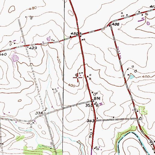 Topographic Map of Pondbank Farms, PA