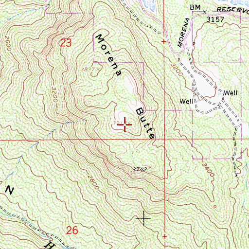 Topographic Map of Morena Butte, CA