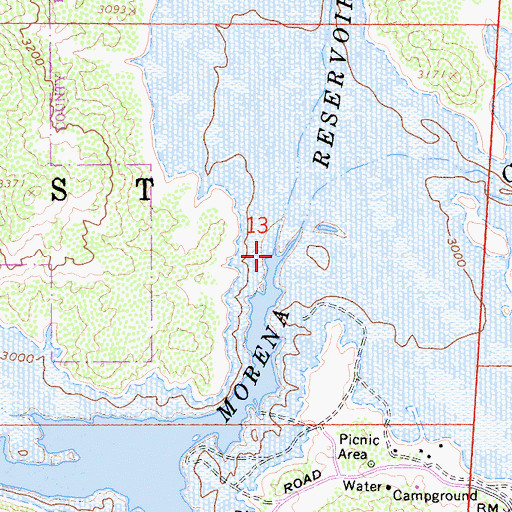 Topographic Map of Morena Creek, CA
