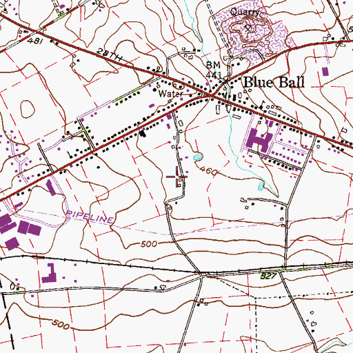 Topographic Map of Town's Edge Greenhouse, PA