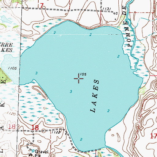 Topographic Map of North Pomme de Terre Lake, MN