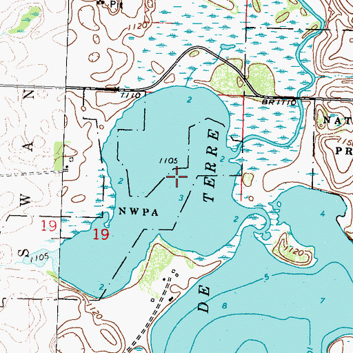 Topographic Map of Middle Pomme de Terre Lake, MN