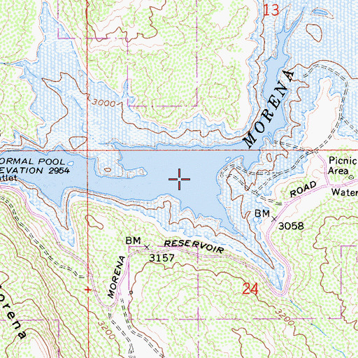 Topographic Map of Morena Reservoir, CA