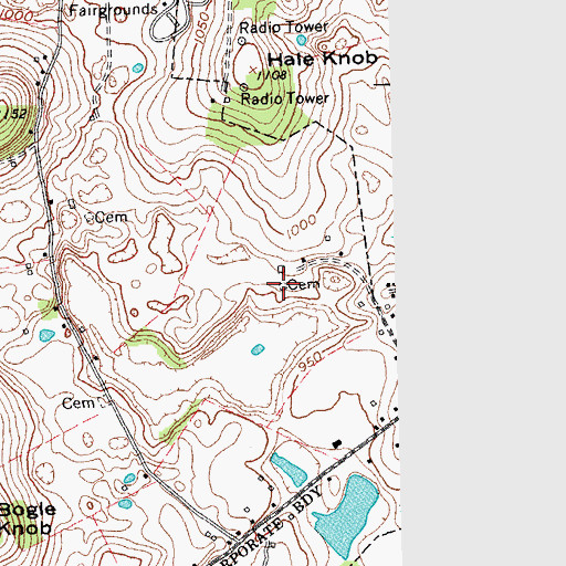 Topographic Map of Bogle Cemetery, KY