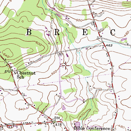 Topographic Map of Hoover Farm, PA
