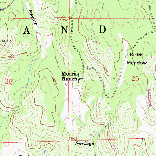 Topographic Map of Morris Ranch, CA