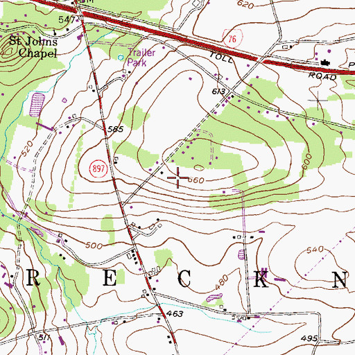 Topographic Map of Sand Hill Farms, PA