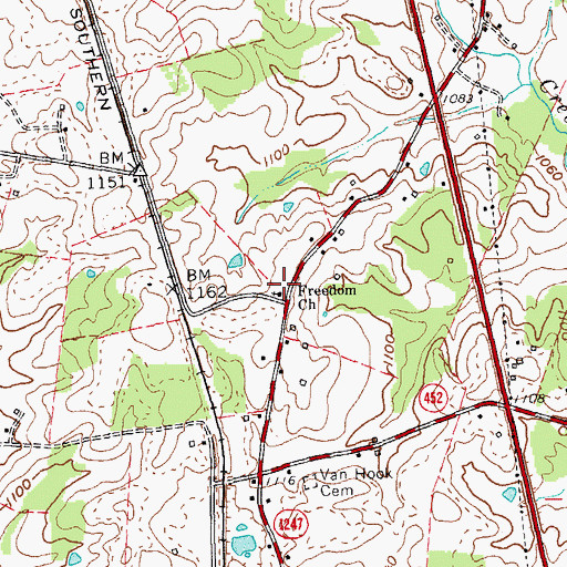 Topographic Map of Freedom Church Cemetery, KY