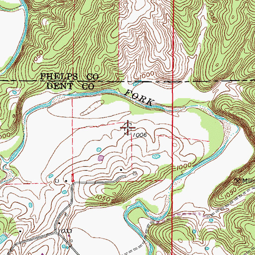 Topographic Map of Coppedge Cemetery, MO