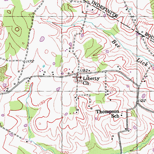 Topographic Map of Liberty Church Cemetery, KY