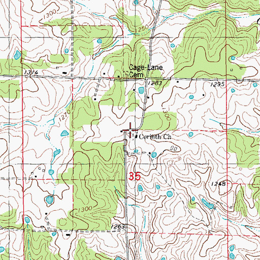 Topographic Map of Corinth Baptist Church Cemetery, MO