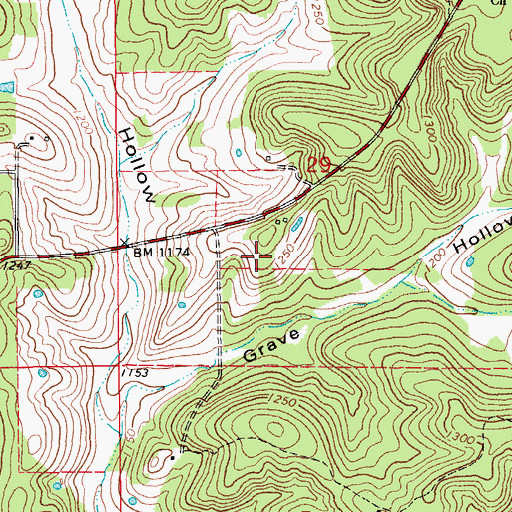 Topographic Map of Fudge Family Cemetery, MO
