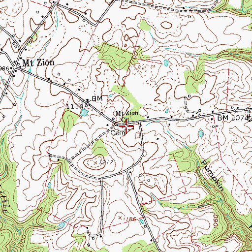 Topographic Map of Mount Zion Church Cemetery, KY