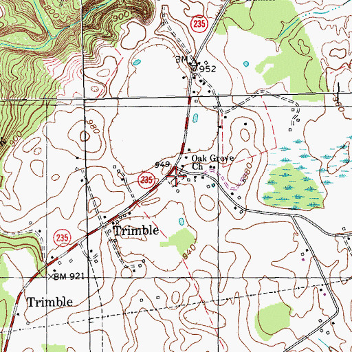 Topographic Map of Oak Grove Church Cemetery, KY
