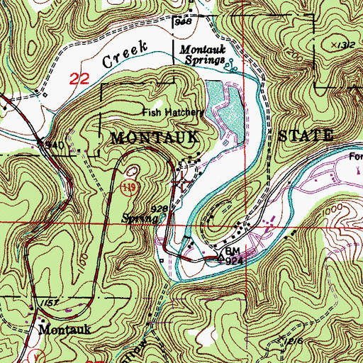 Topographic Map of Montauk Cemetery, MO