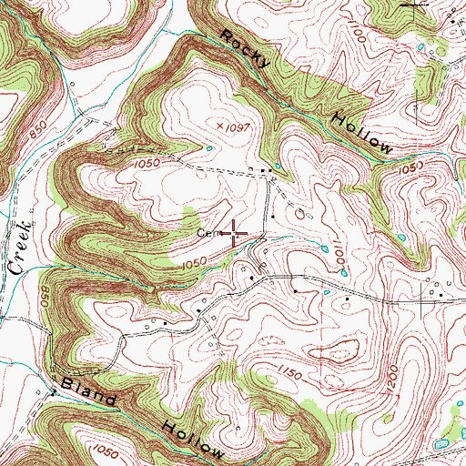 Topographic Map of Rainwater Cemetery, KY
