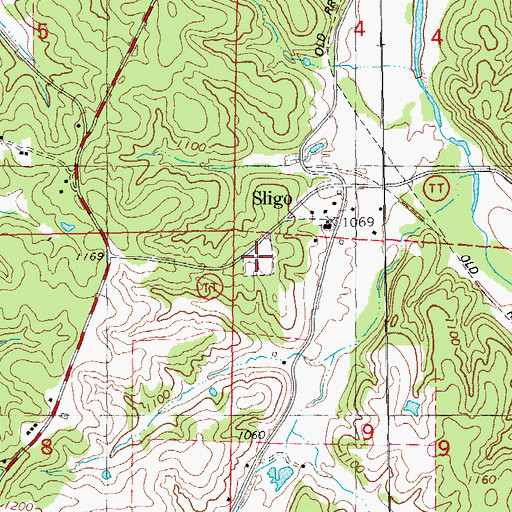 Topographic Map of Sligo Cemetery, MO