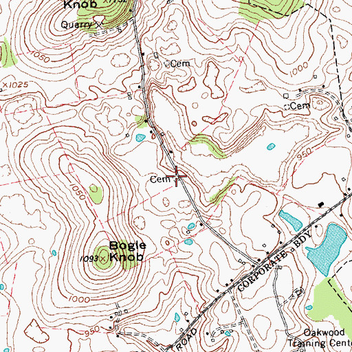Topographic Map of Silvers Cemetery, KY
