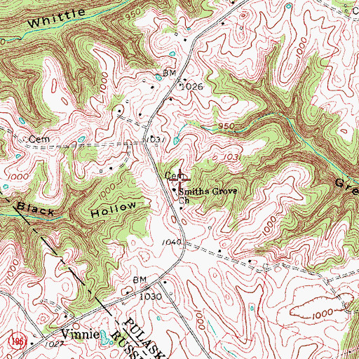 Topographic Map of Smith Grove Cemetery, KY