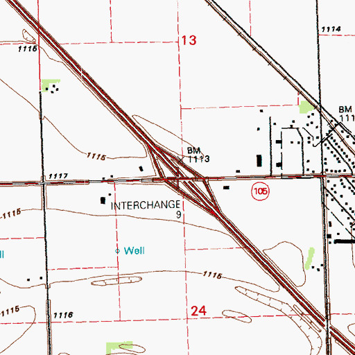 Topographic Map of Interchange 9, SD