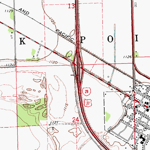 Topographic Map of Interchange 18, SD