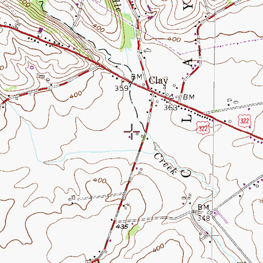 Topographic Map of Clayview Farms, PA