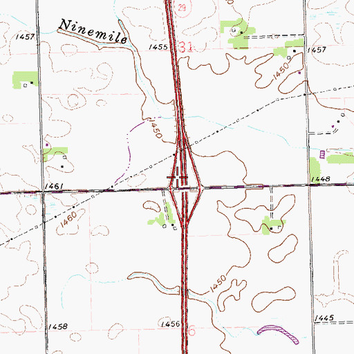 Topographic Map of Interchange 71, SD