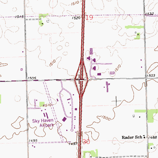 Topographic Map of Interchange 73, SD
