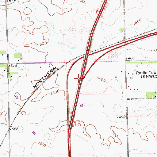 Topographic Map of Interchange 75, SD