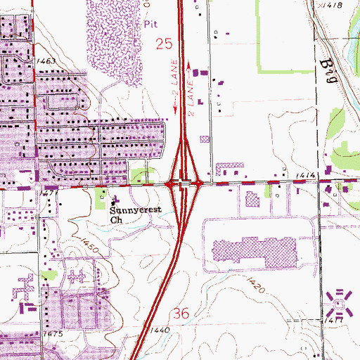 Topographic Map of Interchange 77, SD