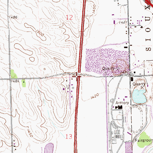 Topographic Map of Interchange 80, SD