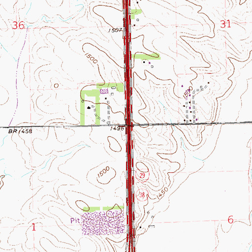 Topographic Map of Interchange 82, SD
