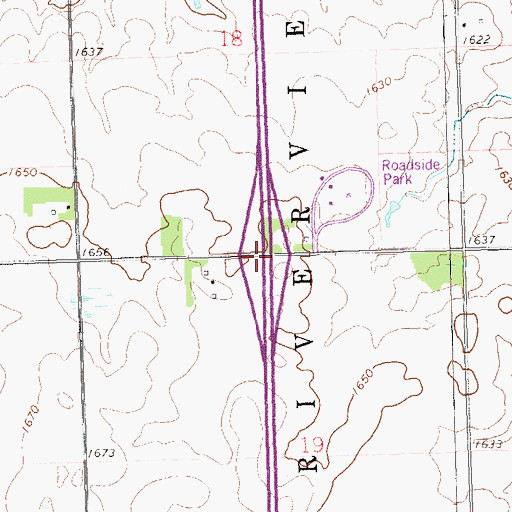 Topographic Map of Interchange 121, SD
